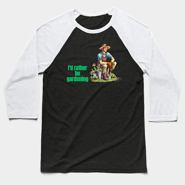 Cartoon design of a male gardener with humorous saying Baseball T-Shirt by CPT T's